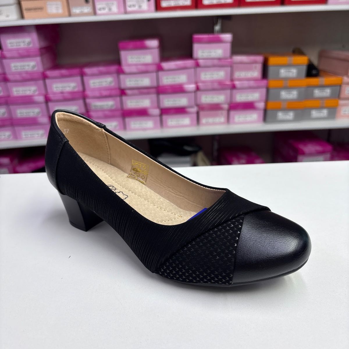Pantofi Dama 140 5358 comozi, negri, toc mic