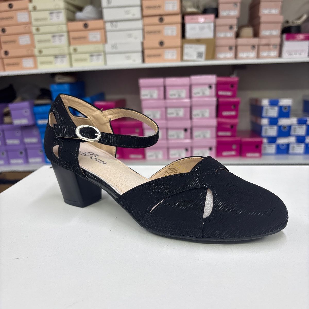 Pantofi Dama 130 B76 Negri, comozi, toc gros