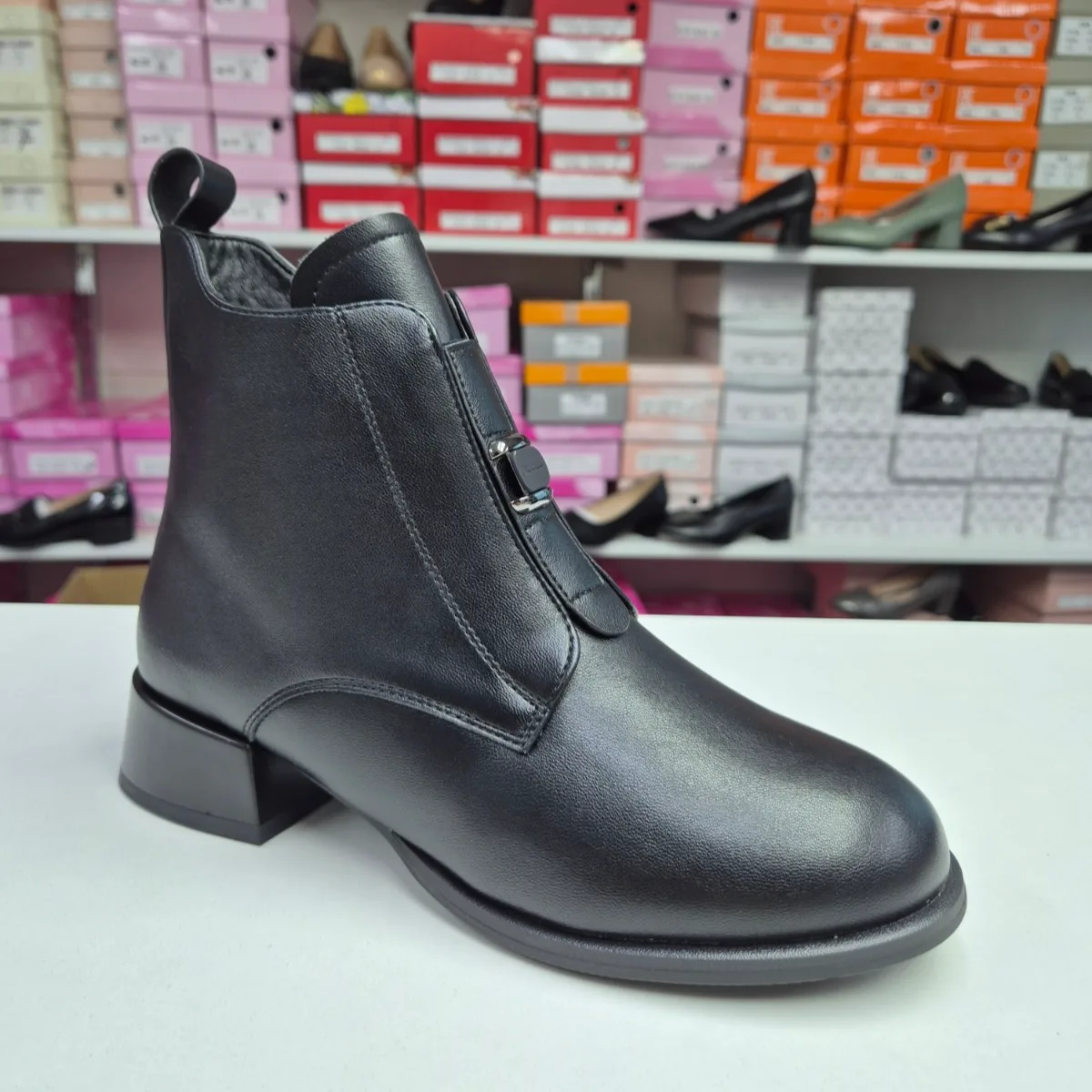 Ghete Dama negre, elastic si fermoar, comode 53622