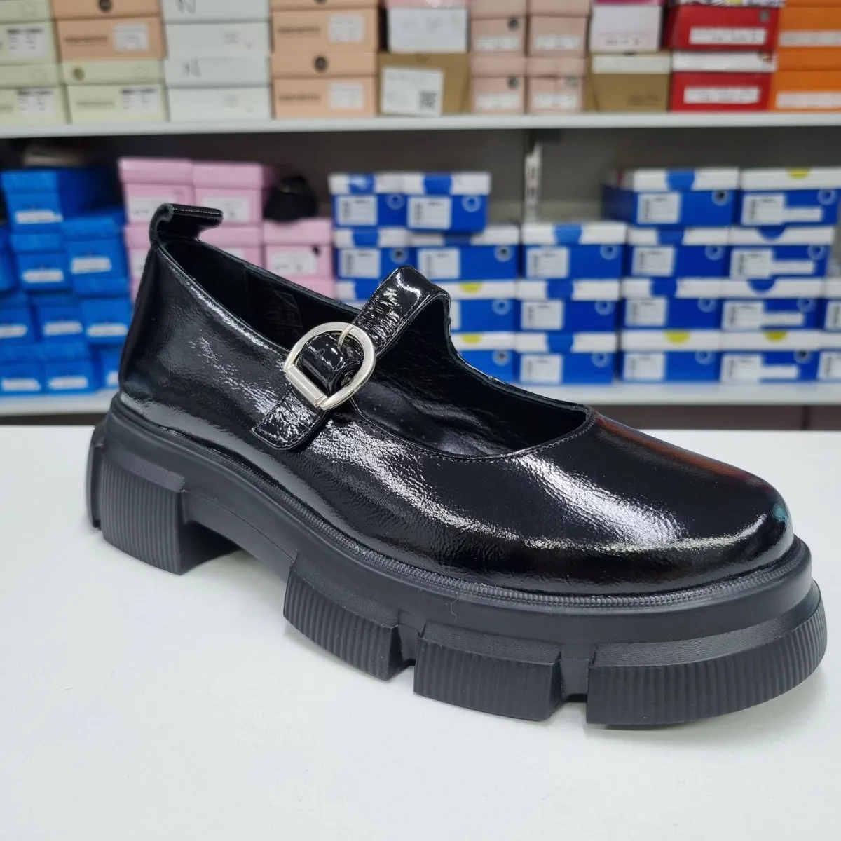 Pantofi Dama 300 8846 comozi, negri, toc gros