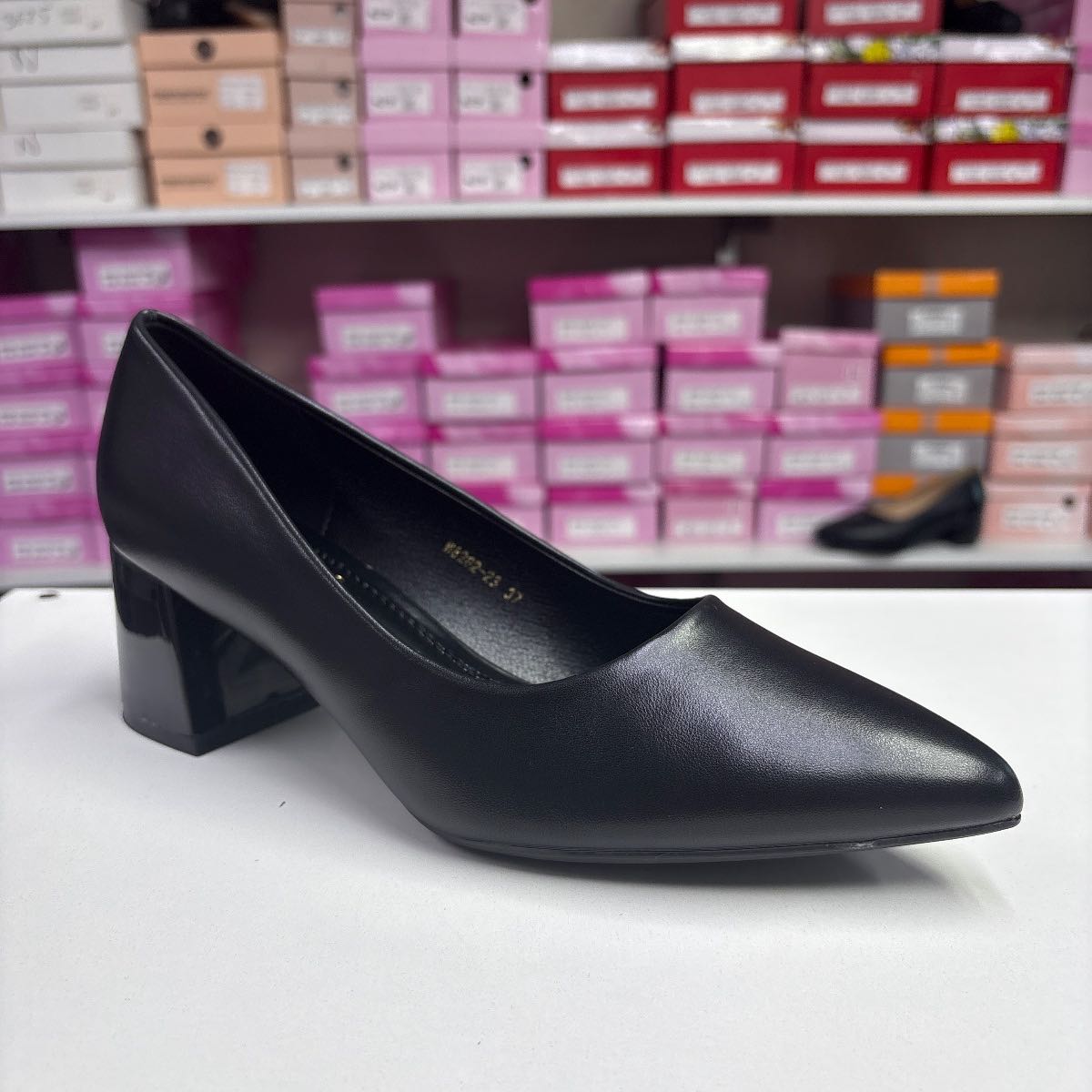 Pantofi Dama 130 8282-1 negri, comozi, toc gros