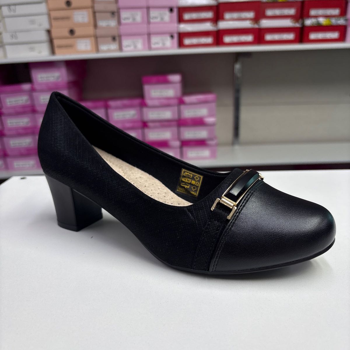 Pantofi Dama 150 255 comozi, negri, toc gros