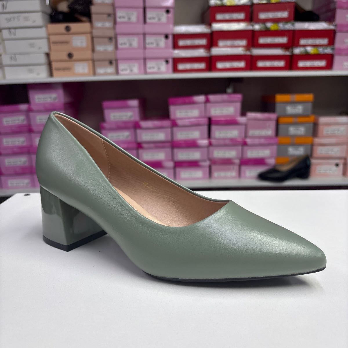 Pantofi Dama 130 8282-2 verzi, toc gros confortabil
