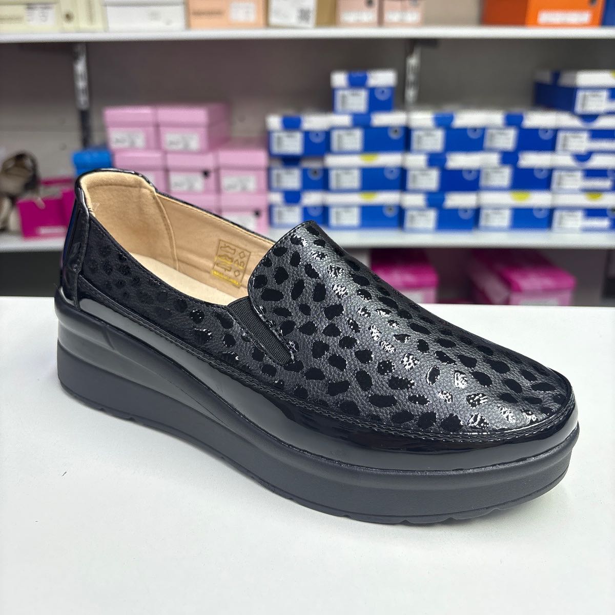 Pantofi Dama 150 negru Q336 comozi, fara siret